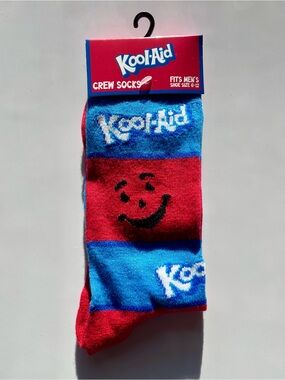 Kool-Aid Crew Socks - Red/Blue Funny Novelty Unisex Socks - Sz. M 6-12 / W 8-14